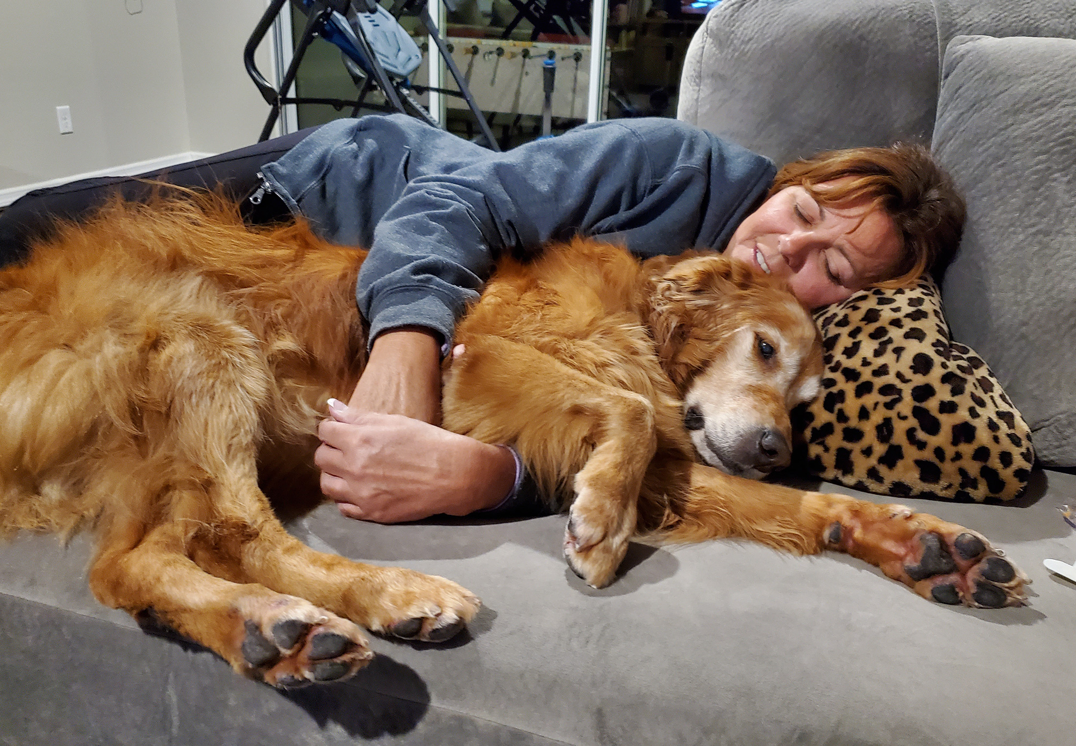 On the couch with Mom